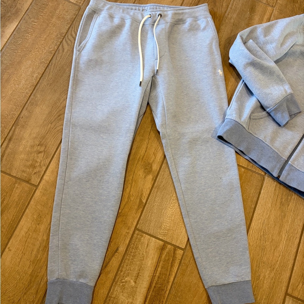 Polo Ralph Lauren Men's Full Zip Hoodie and jogger pants Medium Heather Blue - Picture 2 of 8
